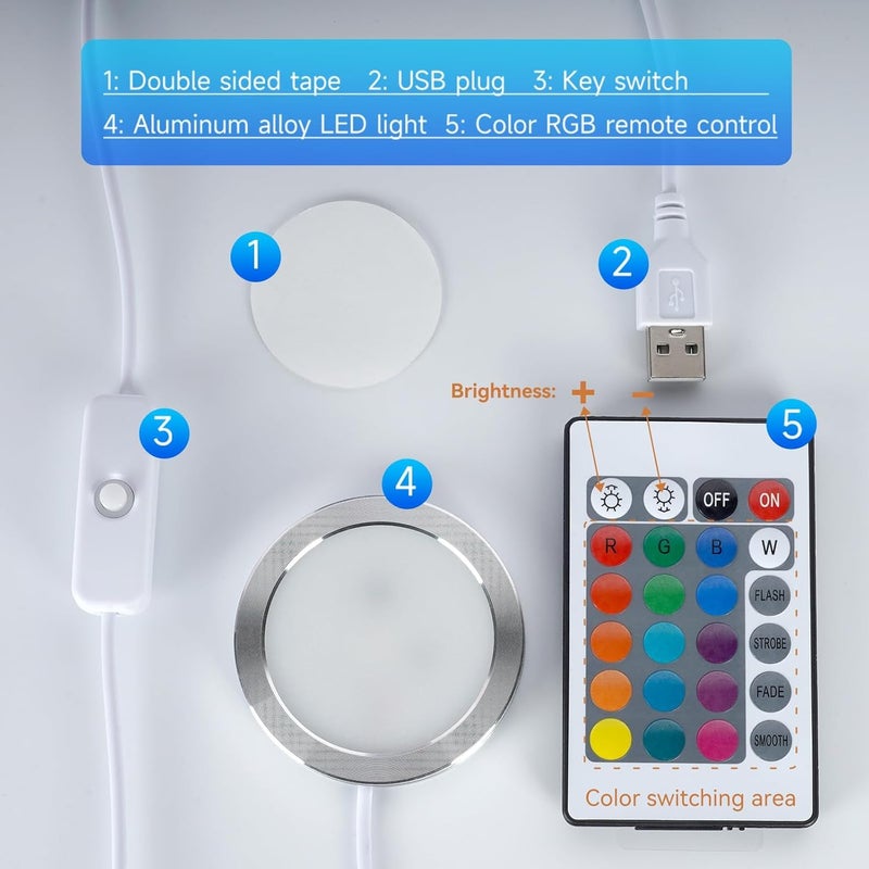 3DZWMAN Remote Control RGB LED Lamp Kit 001 with Power Outage Color Storage for Bambu Lab Makerworld for Makeronline Multicolor Includes Button Battery 3D Printed DIY Hardware Model Parts 5V USB Powered3 - Image 5